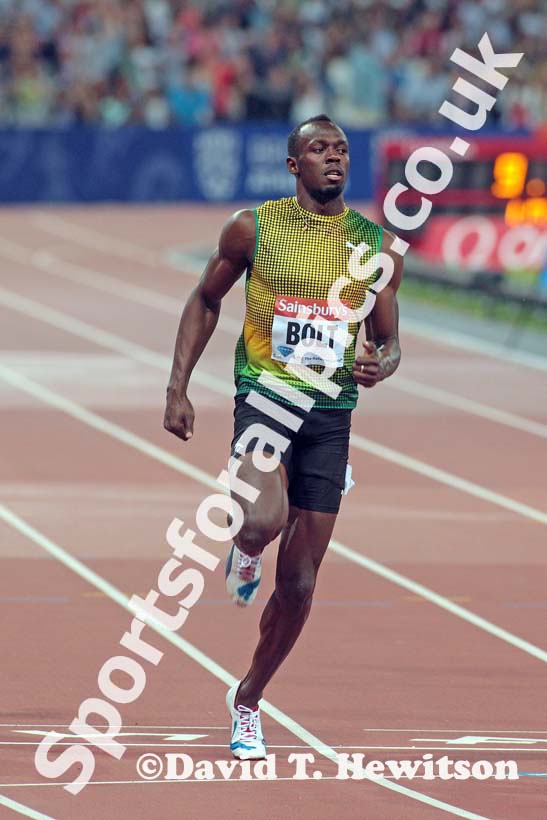 Usain Bolt, 100 metres,  2013 IAAF Diamond League, Sainsbury's Anniversary Games, Queen Elizabeth Olympic Park, London.